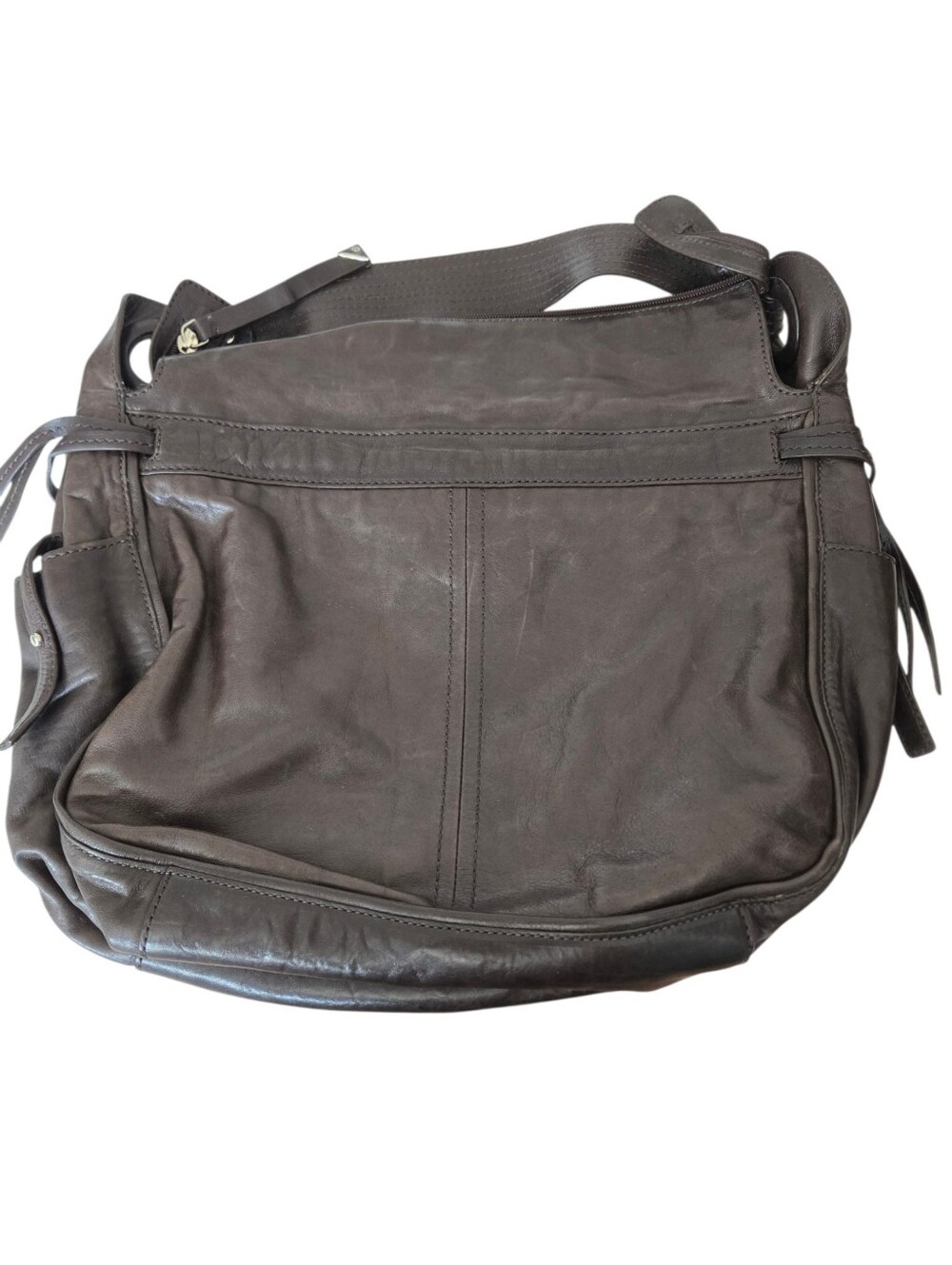 Francesco Biasia Brown Leather Large Shoulder Bag Hobo Purse